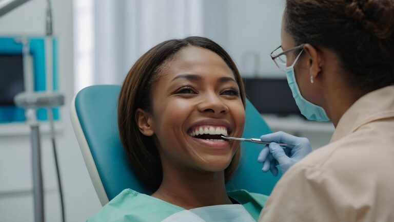 Smiling girl delighted with her flawless dental results.