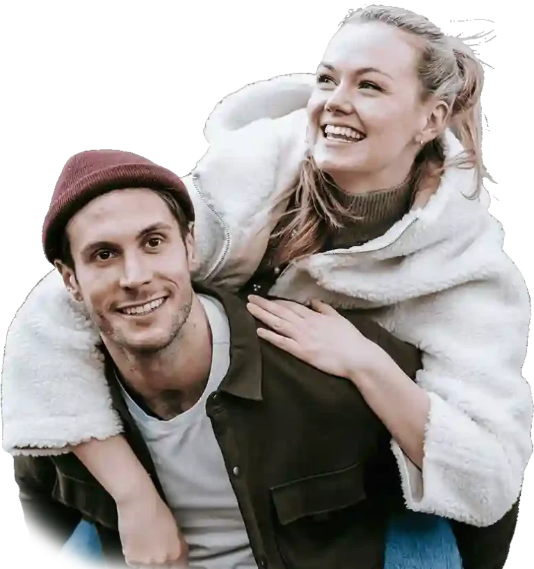 Couple Happy Smile with white Sparkling Teeth Dentistry